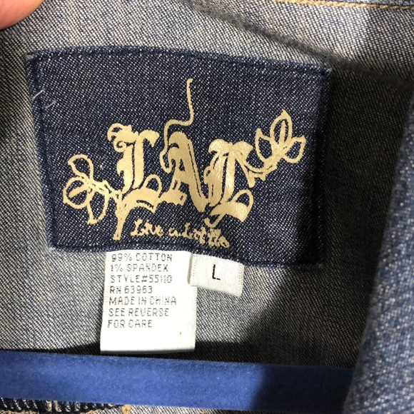 Live A Little Jean Jacket Button Front Size L - Picture 4 of 6